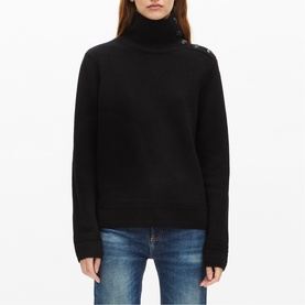 Button Turtleneck Sweater