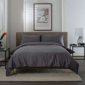 200 Thread Count Cotton Percale Duvet Set Charcoal