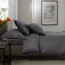 200 Thread Count Cotton Percale Duvet Set Charcoal