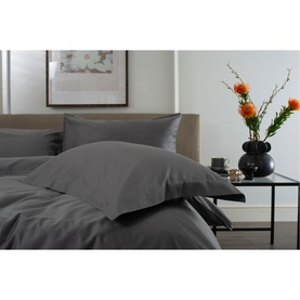 200 Thread Count Cotton Percale Duvet Set Charcoal