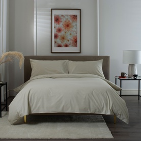 200 Thread Count Cotton Percale Duvet Set Taupe