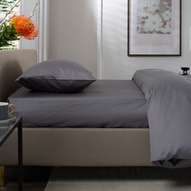 400 Thread Count Sateen Fitted Sheet Dark Grey