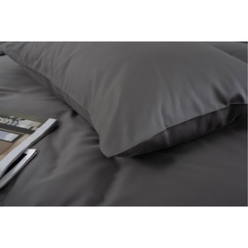 400 Thread Count Sateen Housewife Pillowcase Pair Dark Grey