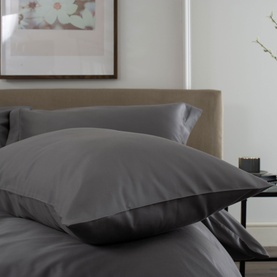 400 Thread Count Sateen Housewife Pillowcase Pair Dark Grey