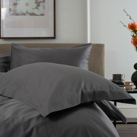400 Thread Count Sateen Oxford Pillowcase Dark grey