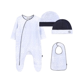 Pyjamas, Bib & Hat Three-Piece Set