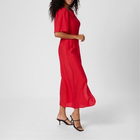 Teri Front Slit Flared Dress
