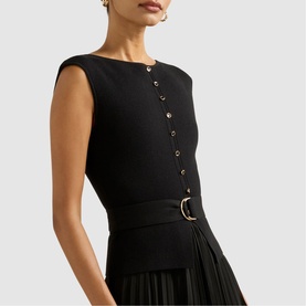 Lelani Petite Pleated Flared Dress