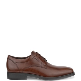 Ecco Metropole Milan Lace Shoes in brown leather with lace fastening and dark rubber outsole, side profile view