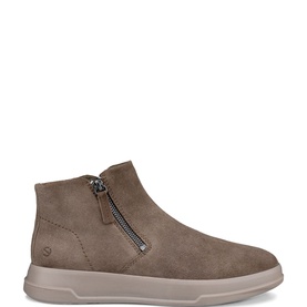 Ecco Move Zip Ankle Boots in brown suede leather, mid-cut silhouette with dual zip fastenings and taupe chunky sole