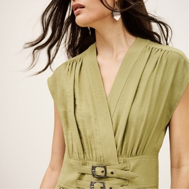 Dove Belted Flared Dress