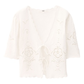 Olaya Openwork Tie Front Top