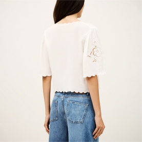 Olaya Openwork Tie Front Top
