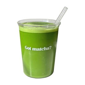 Matcha Glass with Glass Straws Set of Two