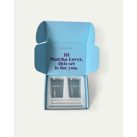 Matcha Glass with Glass Straws Set of Two