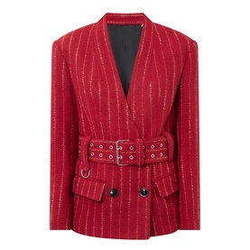 Fyma Double-Breasted Striped Blazer