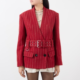 Fyma Double-Breasted Striped Blazer