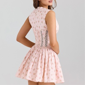 Carmel Floral Flared Mini Dress