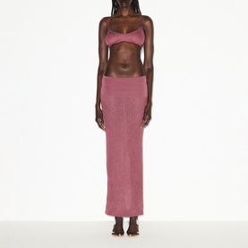 Fold-Over Long Skirt Beet