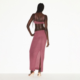 Fold-Over Long Skirt Beet