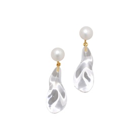 Liquid Lucite Freshwater Pearl Drop Earrings