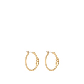 Coach Interlock 'C' Hoop Earrings in gold-tone brass with interlocking C detail and click-in closure