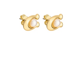 C Logo Pearl Stud Earrings