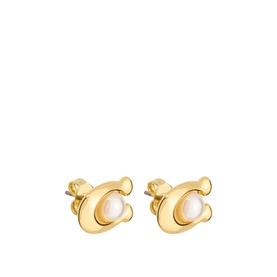 C Logo Pearl Stud Earrings
