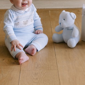 Kristian Knitted Bear Fairisle Bodysuit & Hat Two-Piece Set