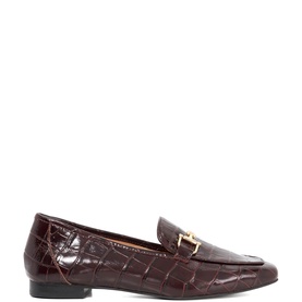 Grained Metal Trim Loafers