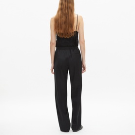 Mid-Rise Wool Straight Leg Trousers