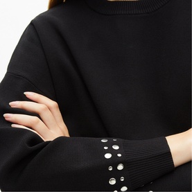 Stud Cuff Knitted Sweater
