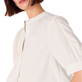 Ladder Trim Poplin Blouse