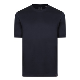 Boggi Milano Solid Logo T-Shirt in navy blue, round neckline, short sleeves, straight hemline with small logo tab detail