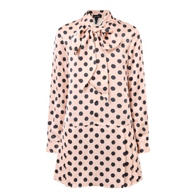 Dots Bow-Tie Pleated Mini Dress
