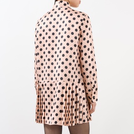 Dots Bow-Tie Pleated Mini Dress