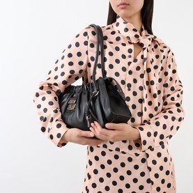 Dots Bow-Tie Pleated Mini Dress