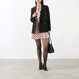 Dots Bow-Tie Pleated Mini Dress
