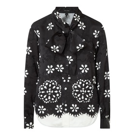 Trompe L'Oeil Eyelet Bow Blouse