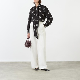 Trompe L'Oeil Eyelet Bow Blouse