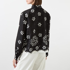 Trompe L'Oeil Eyelet Bow Blouse