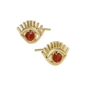 Carnelian Eye Heart Stud Earrings