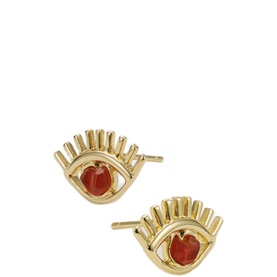 Carnelian Eye Heart Stud Earrings