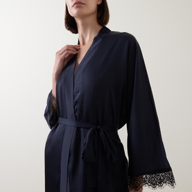 Satin Secrets Lace-Trim Robe