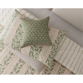 Oak Stripe Duvet Set Green/Pink