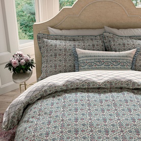 Indian Lattice Duvet Set Red/Teal