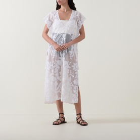 Bow Embroidered Beach Poncho