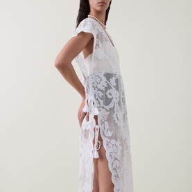 Bow Embroidered Beach Poncho