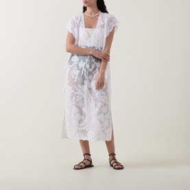 Bow Embroidered Beach Poncho