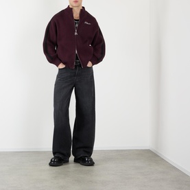 Stripe Jacquard Zip-Through Sweater